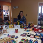Kelly Cisneros, with some of the school supplies donated for this year's project